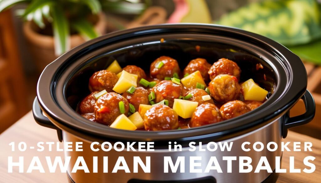 slow cooker Hawaiian meatballs